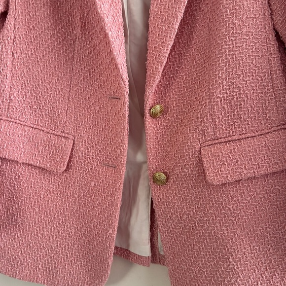 SOLD OUT H&M PINK TWEED BARBIE BLAZER GOLD BUTTONS SIZE XS NWT - Picture 6 of 10